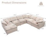 Beige Oversized U-Shaped Modular Sectional Sofa