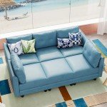 Navy Blue Reversible Modular Sofa with Storage
