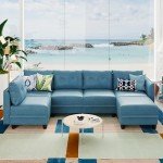 Navy Blue Reversible Modular Sofa with Storage