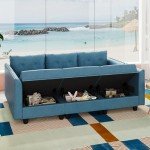 Navy Blue Reversible Modular Sofa with Storage