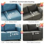 Navy Blue Reversible Modular Sofa with Storage