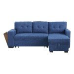 Blue Reversible Modern Sleeper Sectional Sofa