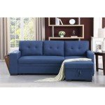 Blue Reversible Modern Sleeper Sectional Sofa