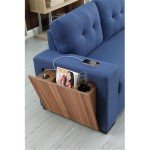 Blue Reversible Modern Sleeper Sectional Sofa