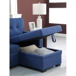 Blue Reversible Modern Sleeper Sectional Sofa
