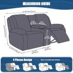 Reclining Loveseat Slipcover with Console - 4 Pieces