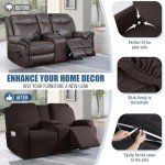 Reclining Loveseat Slipcover with Console - 4 Pieces