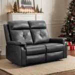 Black Leather Reclining Massage Loveseat Sofa