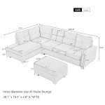 Light Gray Reversible Chaise Sectional Sofa Set