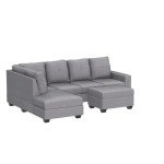 Light Gray Reversible Chaise Sectional Sofa Set