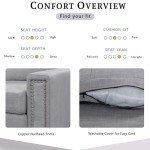 Light Gray Reversible Chaise Sectional Sofa Set