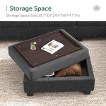 Grey Velvet L-Shaped Sectional Sofa with Ottoman