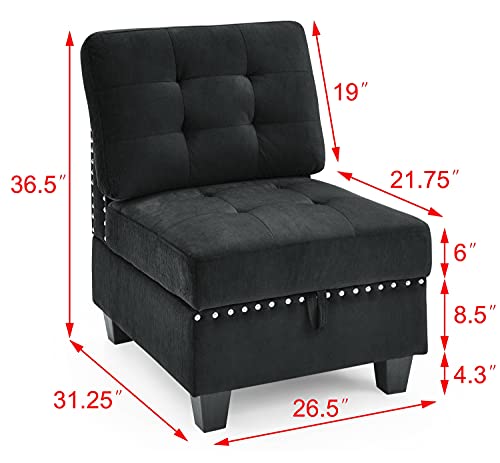 Modular Velvet U-Shaped Sofa Set with Storage