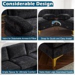 VINGLI 110" U-Shape Sectional Sofa in Black