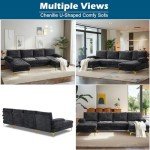 VINGLI 110" U-Shape Sectional Sofa in Black