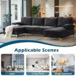 VINGLI 110" U-Shape Sectional Sofa in Black