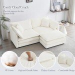 Modern L-Shaped Cloud Couch with Ottoman - Beige White