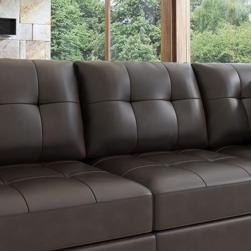 HONBAY Brown U-Shaped Modular Sectional Sofa