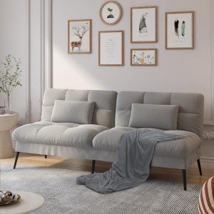 Convertible Futon Sofa Bed with Adjustable Backrest