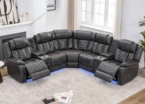 Reclining Sectional Sofa with Speakers and LED Lights