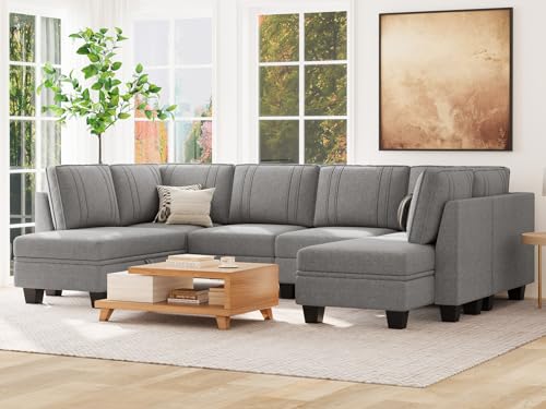 Belffin U-Shaped Sectional Couch with Storage Ottoman
