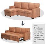 Convertible Faux Leather Sectional Sofa Bed with Storage