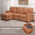 Convertible Faux Leather Sectional Sofa Bed with Storage