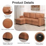 Convertible Faux Leather Sectional Sofa Bed with Storage