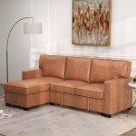 Convertible Faux Leather Sectional Sofa Bed with Storage