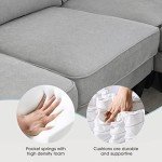 Light Gray Modular U-Shaped Sectional Sofa with Pillows