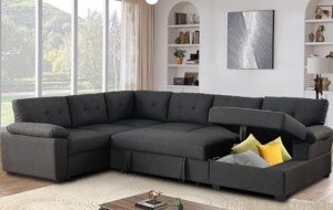 Cozy Dark Grey Modular Sleeper Sectional Sofa