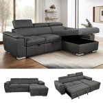 Grey L-Shaped Sofa Bed with Storage Chaise