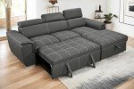Grey L-Shaped Sofa Bed with Storage Chaise