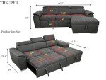 Grey L-Shaped Sofa Bed with Storage Chaise