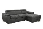 Grey L-Shaped Sofa Bed with Storage Chaise