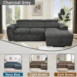 Grey L-Shaped Sofa Bed with Storage Chaise