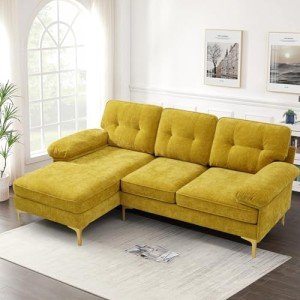 Modern 82-Inch Convertible Chenille Sectional Sofa