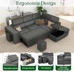 Modern 104" L-Shaped Sectional Sofa with Storage