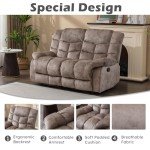 Light Brown Recliner Sofa Set with Chair