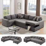 U-Shaped Sleeper Sofa Bed with Storage Chaise