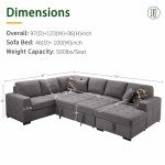 U-Shaped Sleeper Sofa Bed with Storage Chaise