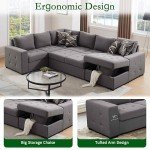 U-Shaped Sleeper Sofa Bed with Storage Chaise