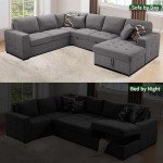 U-Shaped Sleeper Sofa Bed with Storage Chaise