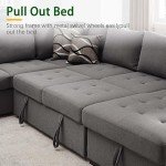 U-Shaped Sleeper Sofa Bed with Storage Chaise