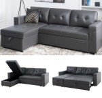 Reversible Gray Sleeper Sectional Sofa with Chaise