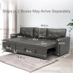 Reversible Gray Sleeper Sectional Sofa with Chaise