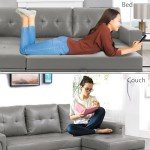 Reversible Gray Sleeper Sectional Sofa with Chaise