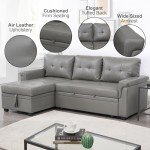 Reversible Gray Sleeper Sectional Sofa with Chaise