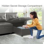 Reversible Gray Sleeper Sectional Sofa with Chaise