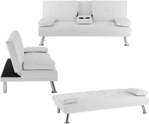 Naomi Home Convertible Futon Sofa Bed - White